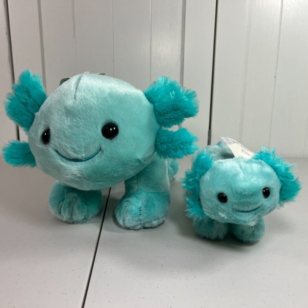 NEW Build A Bear Mint Green Axolotl 18" Long w/ Pajamas and Mini Buddy 9" - Picture 3 of 6